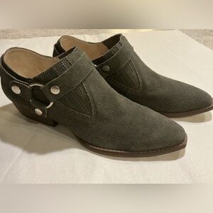 Anthropologie Bird Of Flight Ankle Bootie Silvertone Detail Gray/Sage Woman SZ 8